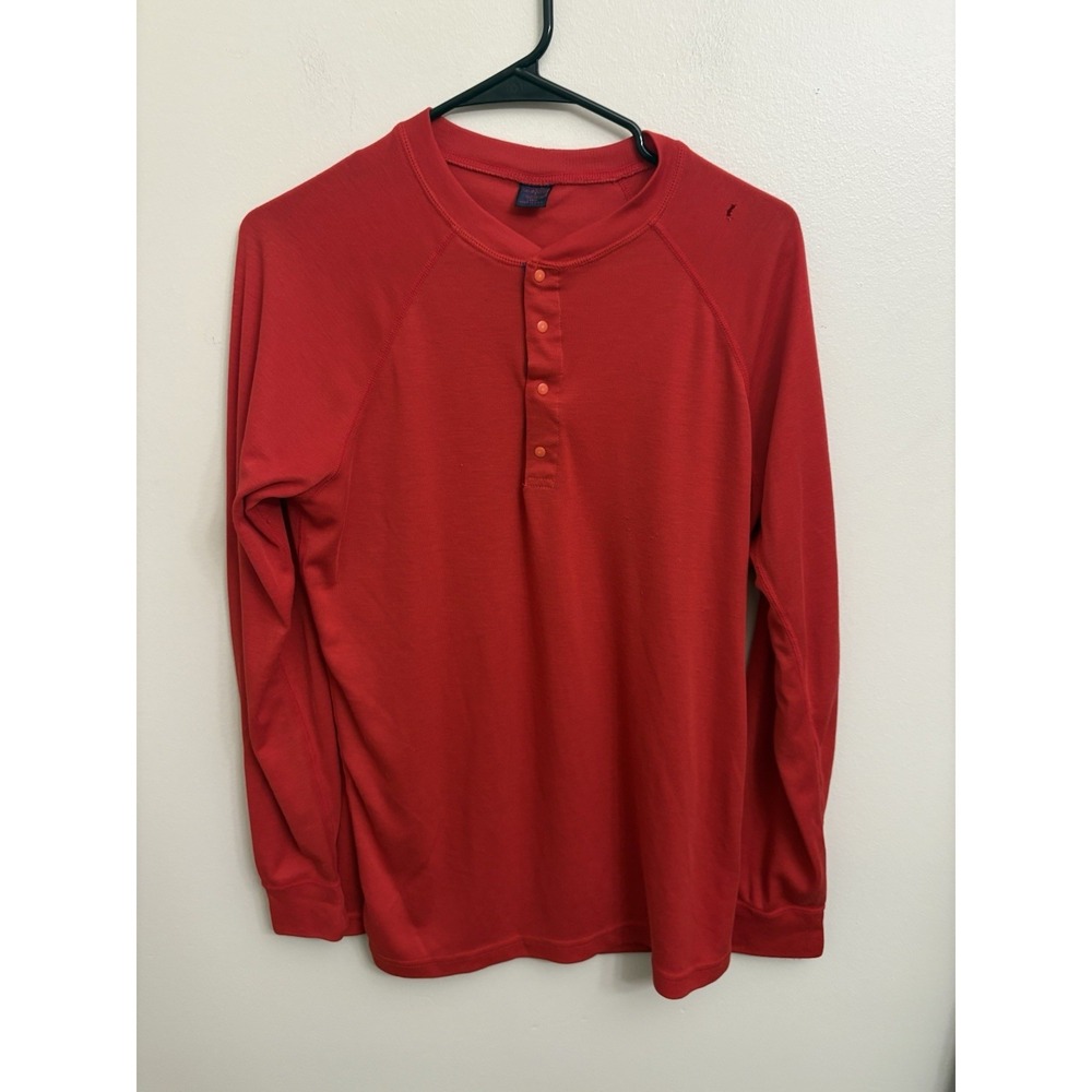 VTG Patagonia Capilene Shirt Mens Large Red Long Sleeve Henley Made USA 90s